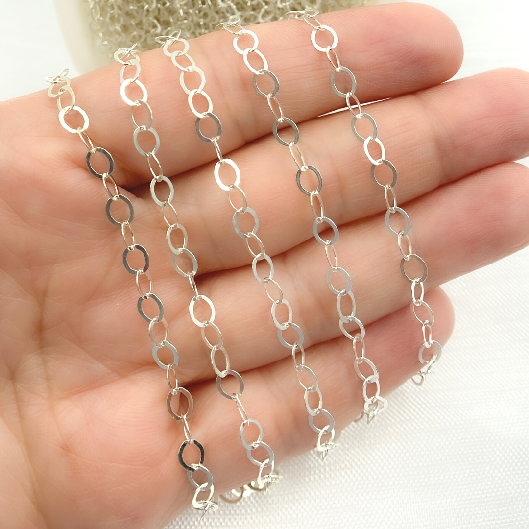 925 Sterling Silver Flat Oval Link Chain. 678FSS