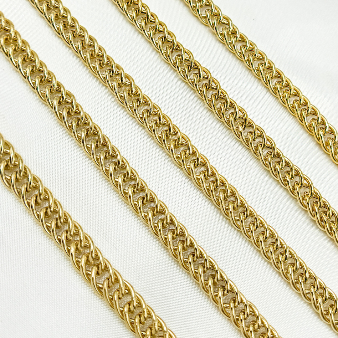 Gold Plated 925 Sterling Silver Hollow Double Curb Chain. V36GP