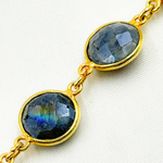 Load image into Gallery viewer, Coated Labradorite Round Shape Bezel Gold Plated Wire Chain. CLB64
