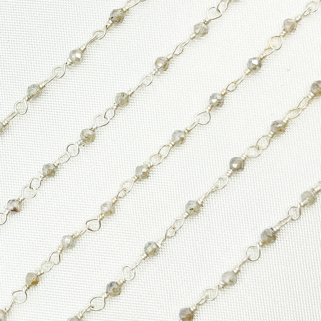 Coated Labradorite 925 Sterling Silver Wire Chain.