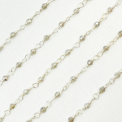 Coated Labradorite 925 Sterling Silver Wire Chain.