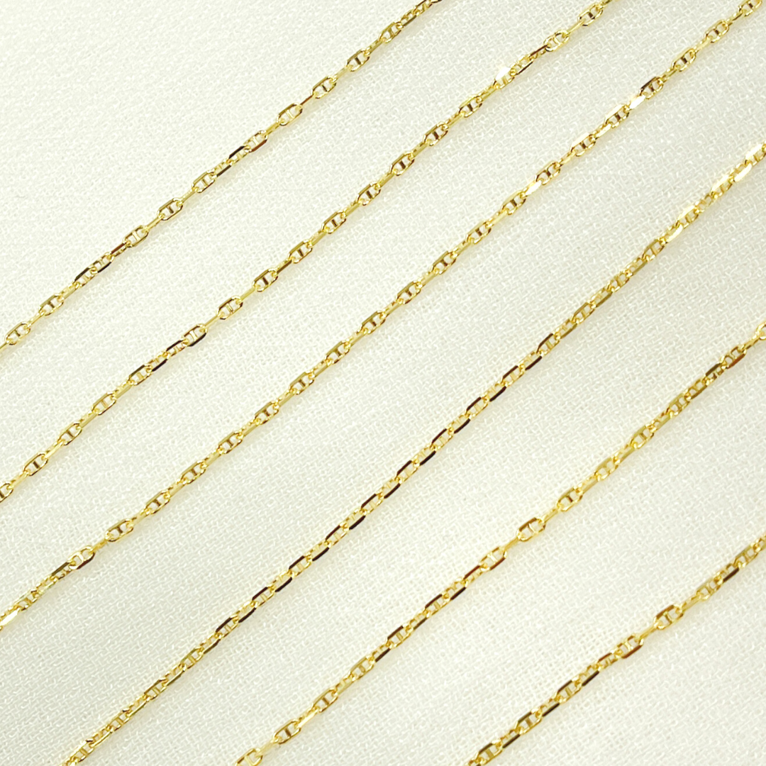 14K Solid Yellow Gold Flat Marina Link Chain