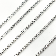 Oxidized 925 Sterling Silver Round Box Chain. 