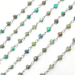 Load image into Gallery viewer, Chrysocolla Black Rhodium 925 Sterling Silver Wire Chain. CSO5
