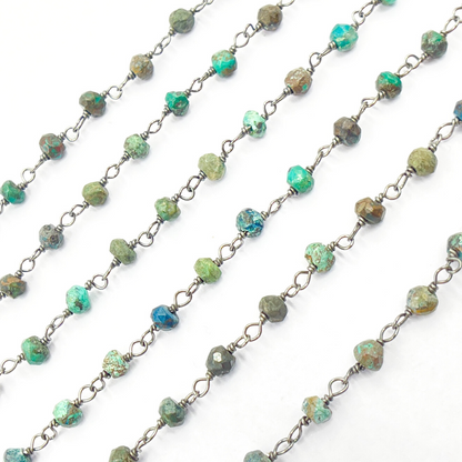 Chrysocolla Black Rhodium 925 Sterling Silver Wire Chain