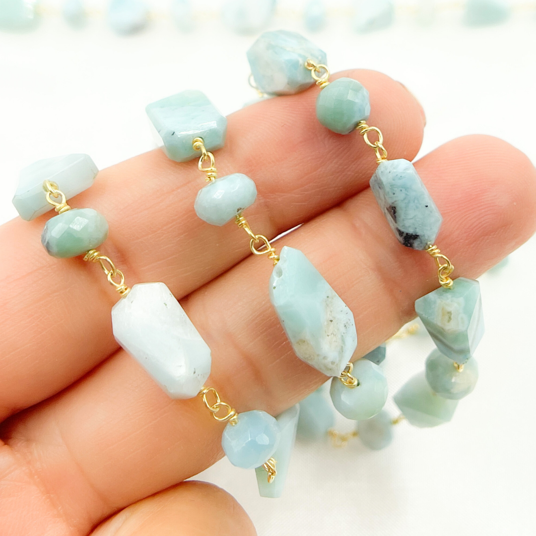Larimar Gold Plated Wire Chain