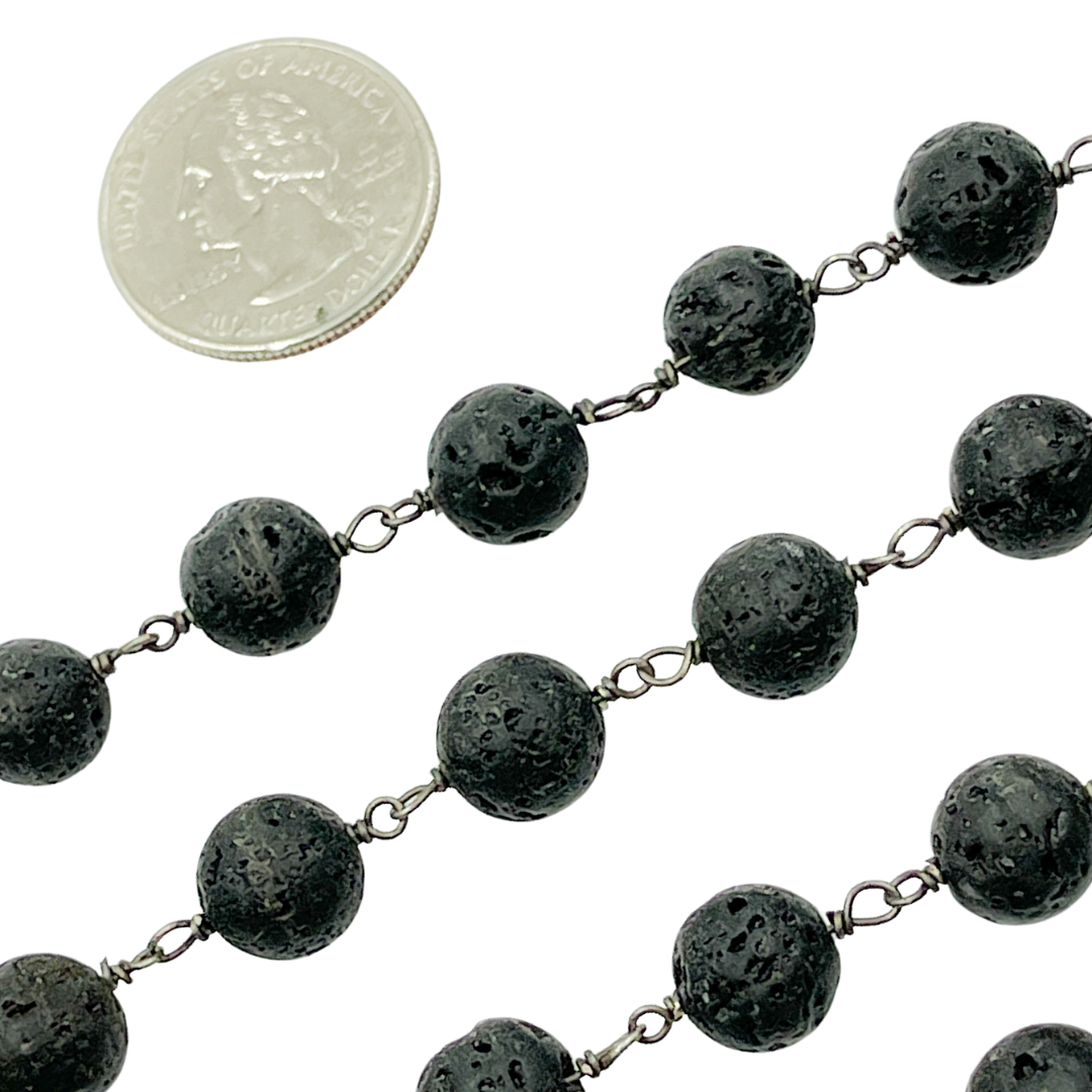Lava Gemstone Round Shape Wire Chain.
