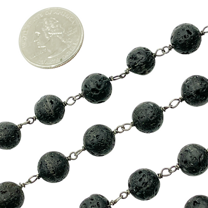 Lava Gemstone Round Shape Wire Chain.