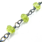 Load image into Gallery viewer, Peridot Gemstone Oxidized 925 Sterling Silver Wire Chain. PER2
