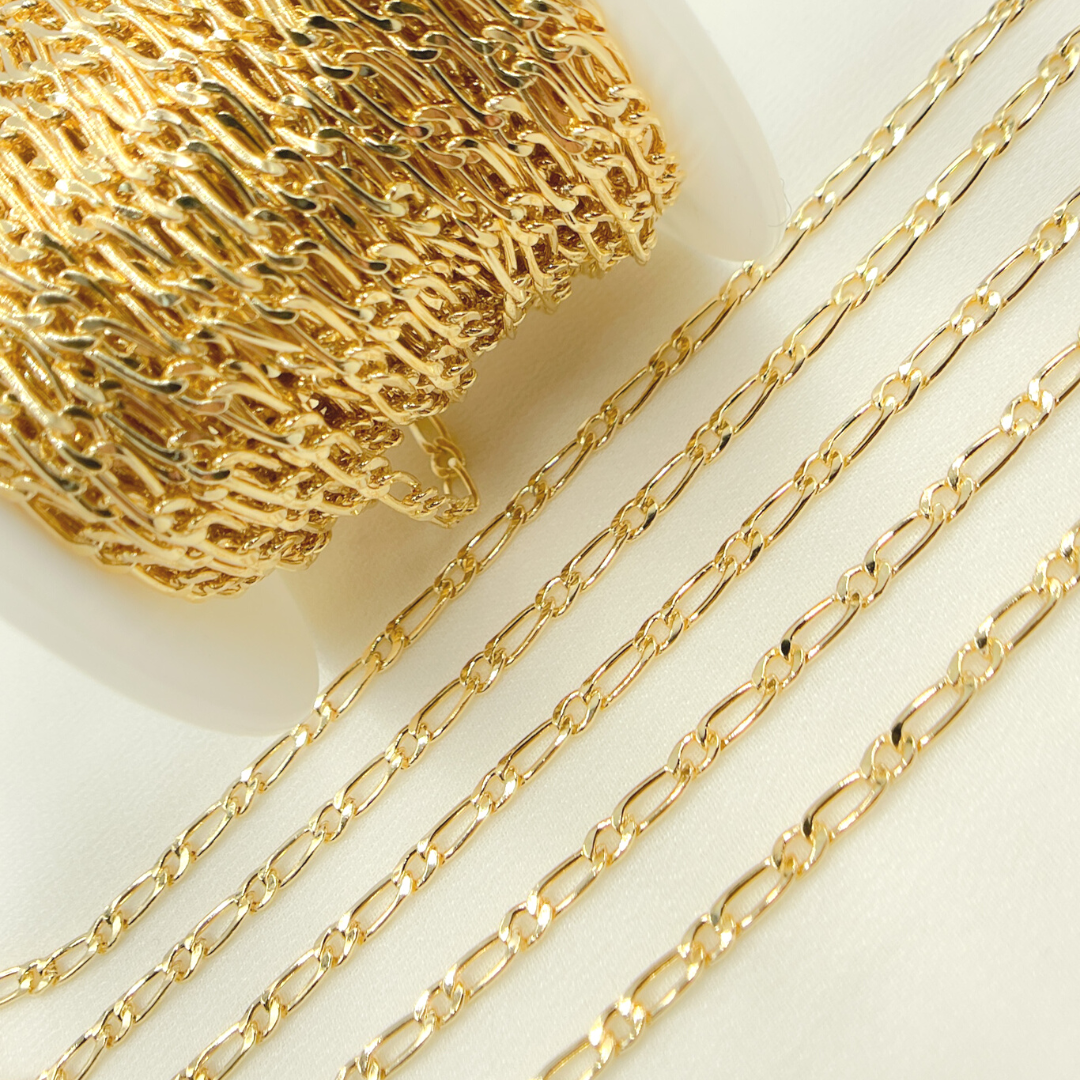 14K Gold Filled Flat Oval & Round Link Curb Chain. 3811CHRGF