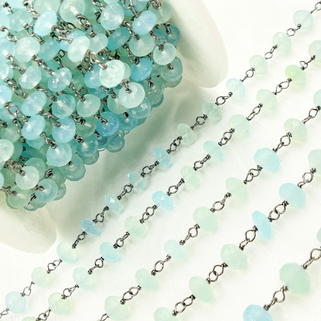 Blue Chalcedony Oxidized Wire Chain