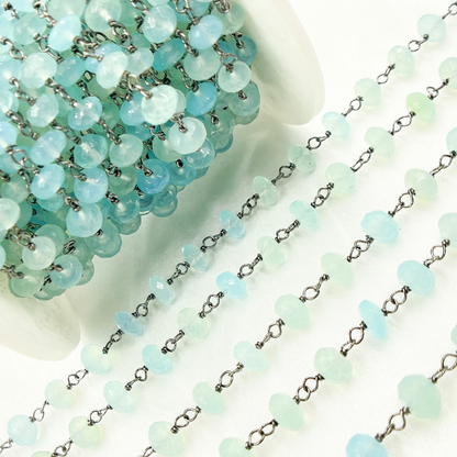 Blue Chalcedony Oxidized Wire Chain