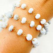 Blue Opal Gold Plated Wire Chain