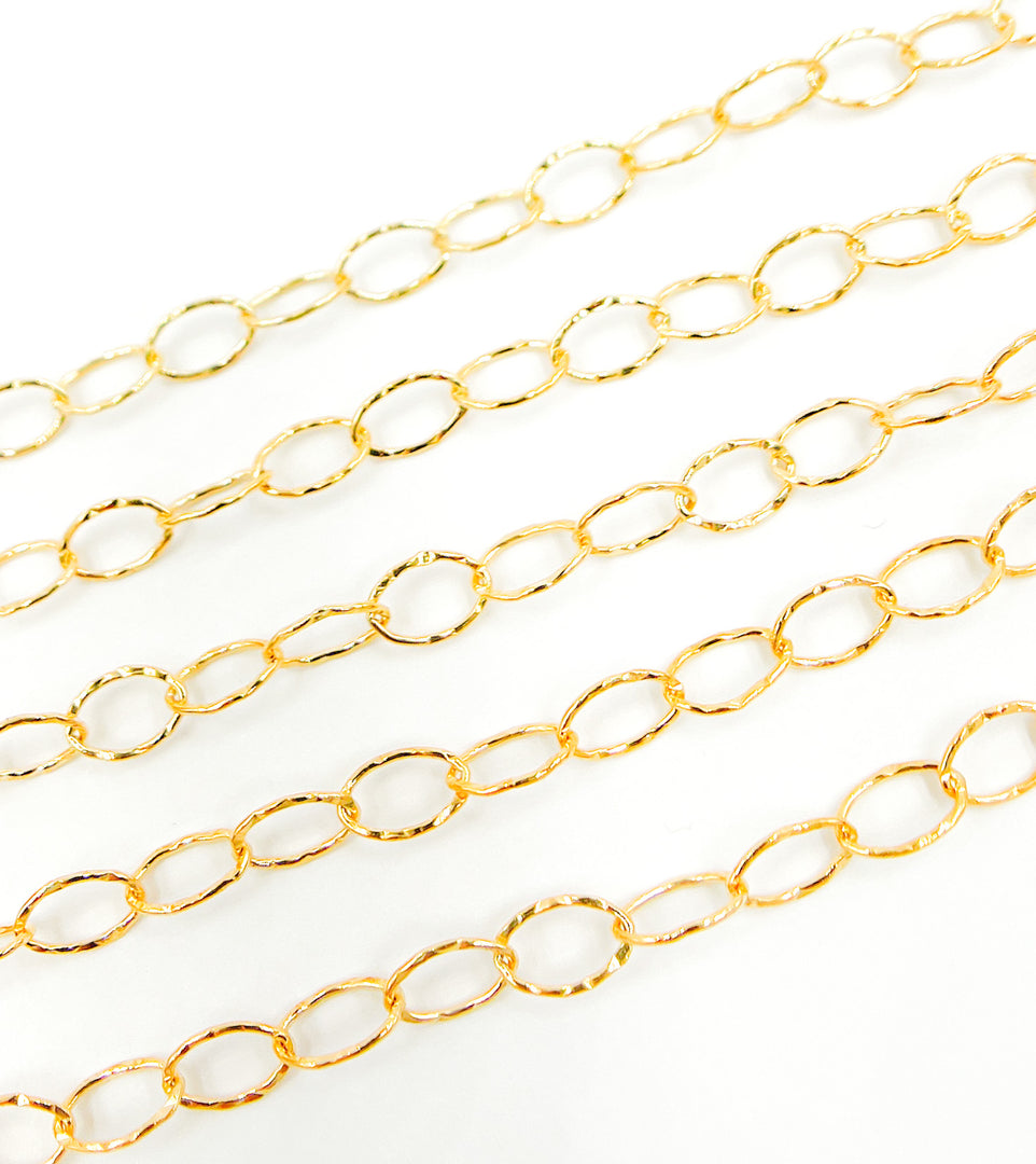 14K Gold Filled Hammered Oval Link Chain. 720KGF