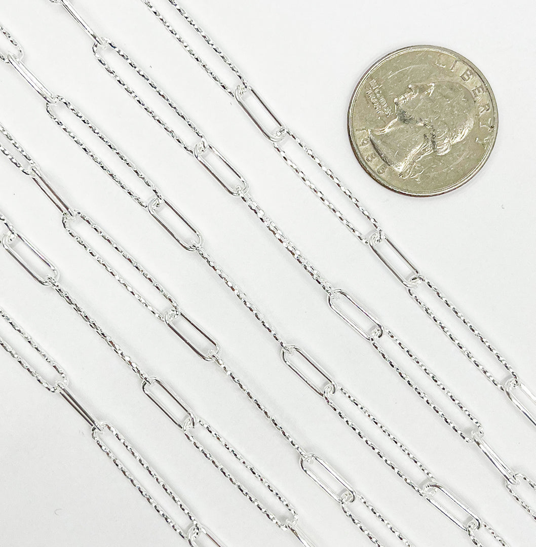 925 Sterling Silver Paperclip Chain. V3SS