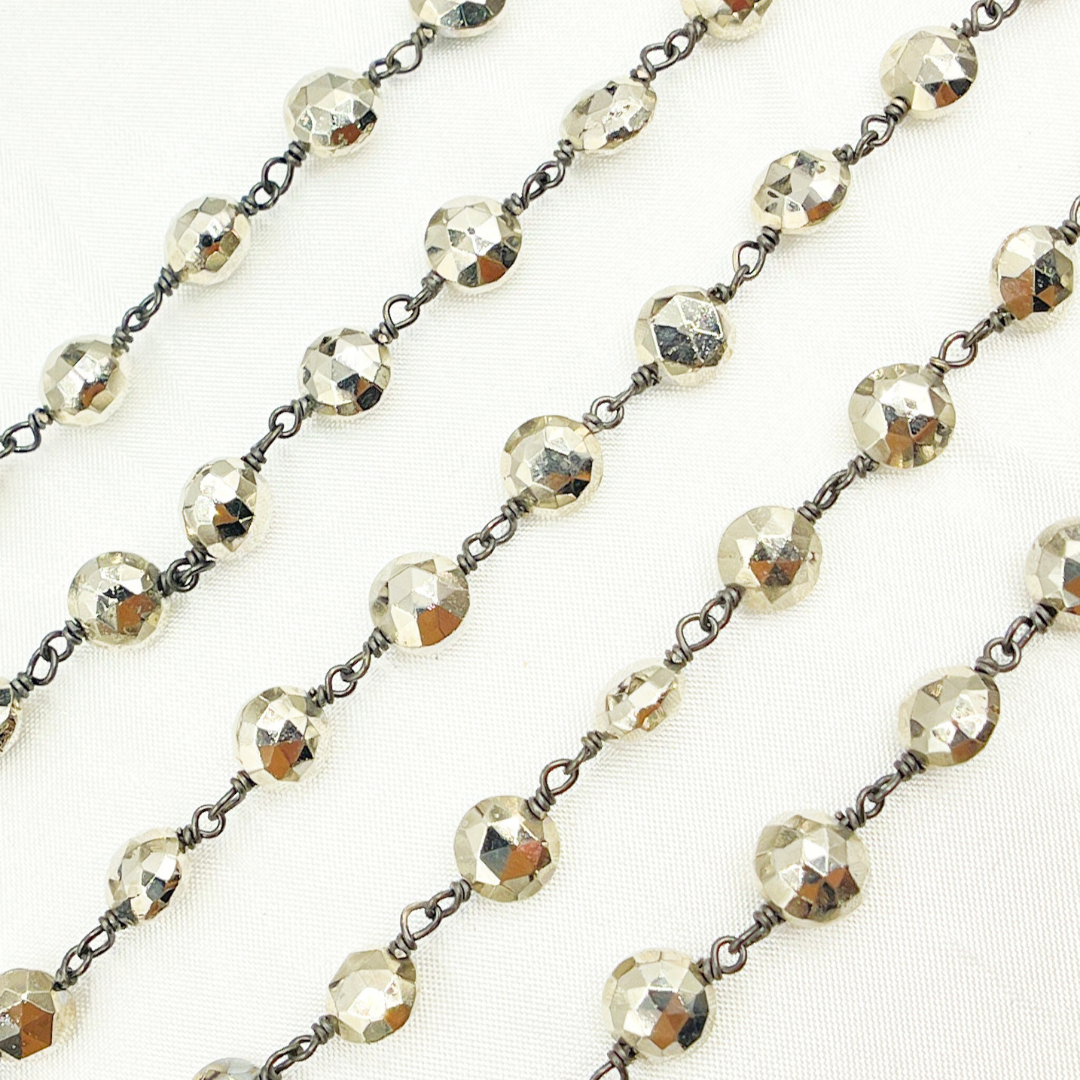Steel Pyrite Small Coin Shape Oxidized Wire Chain. PYR41