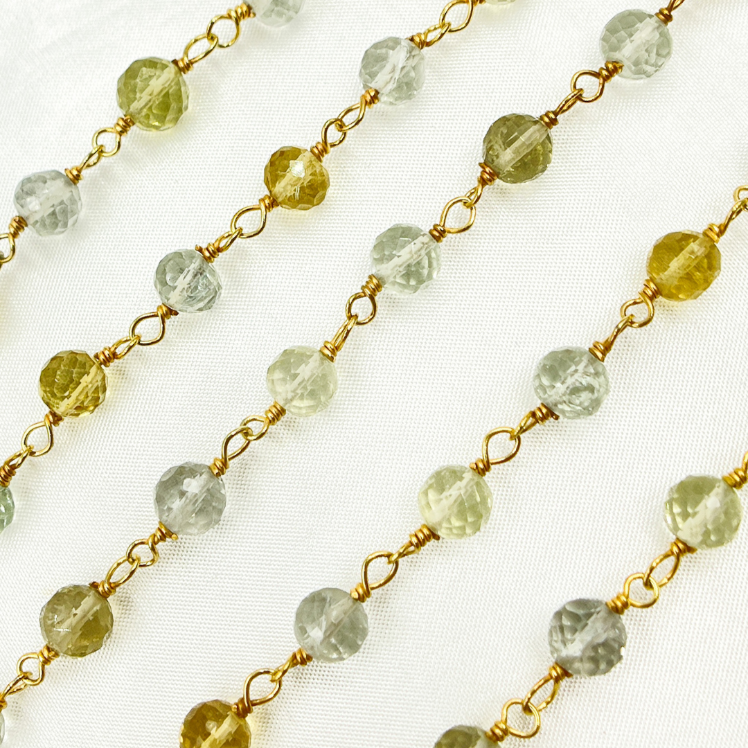 Multi Gemstone Gold Plated Wire Chain.