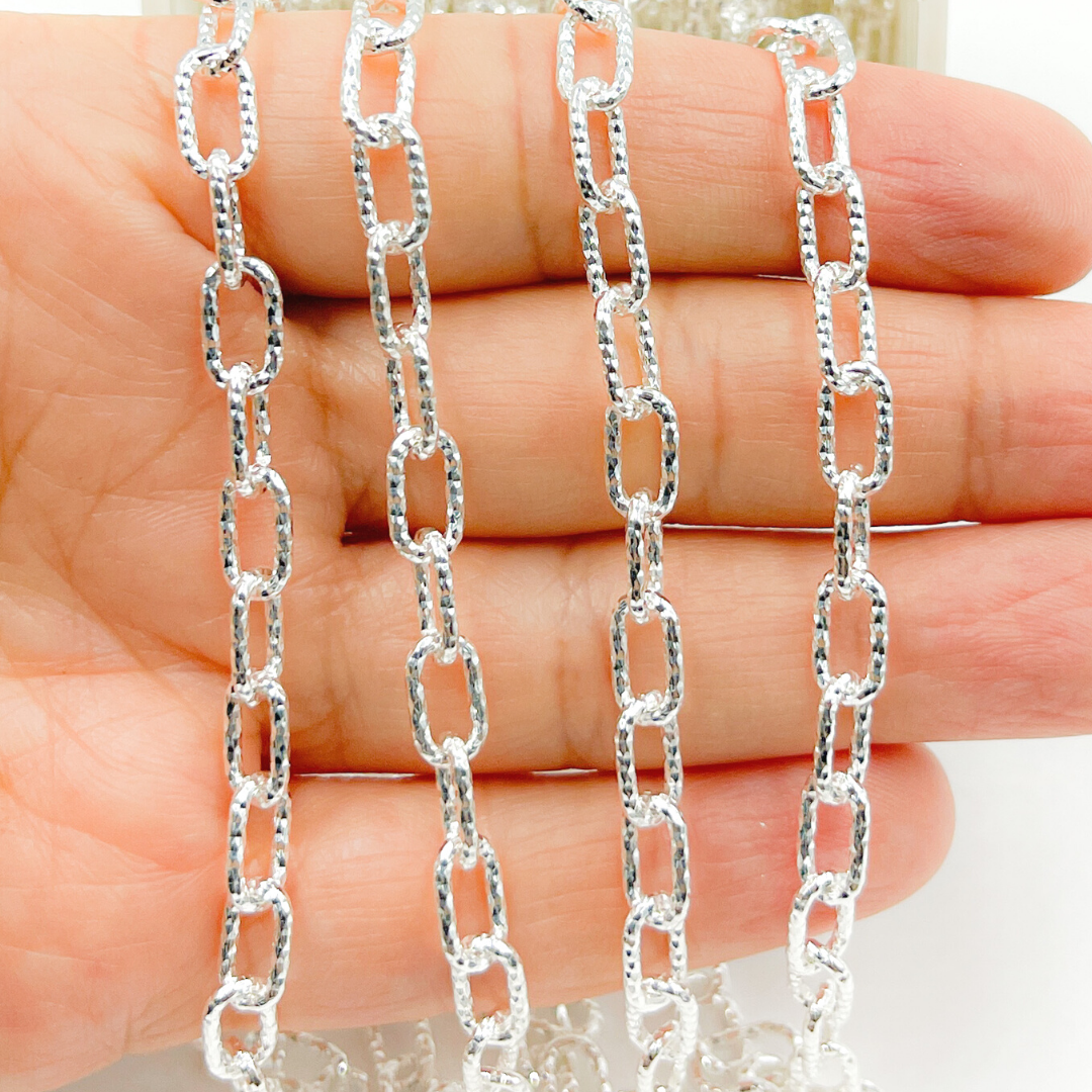925 Sterling Silver Diamond Cut Paperclip Chain. 
