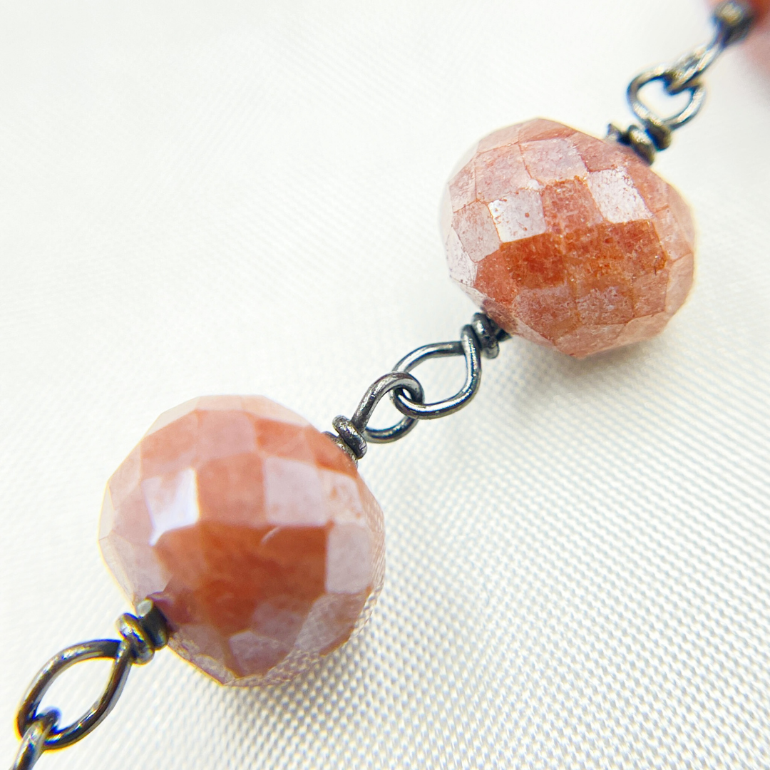 Coated Peach Quartz Oxidized Wire Chain.