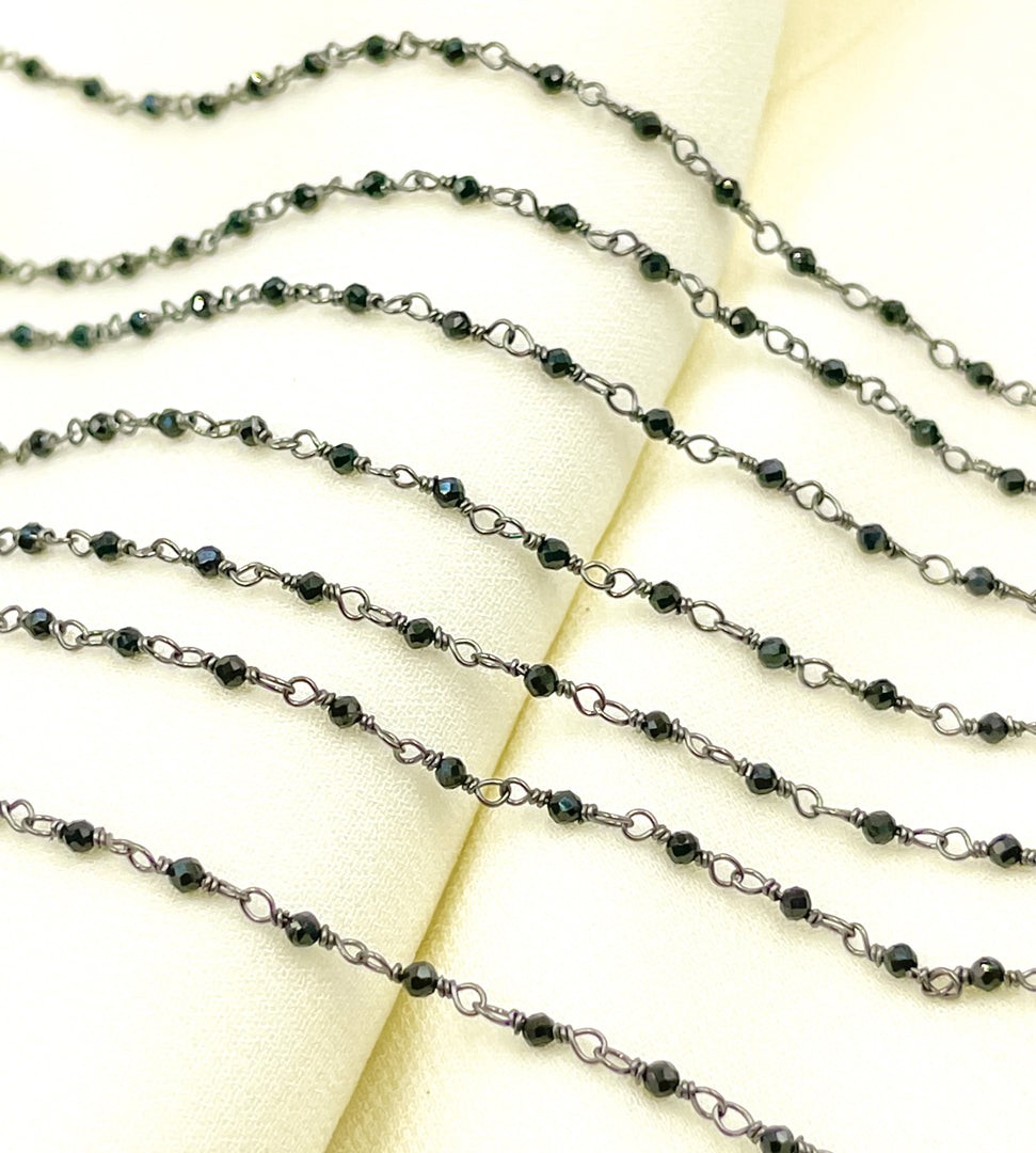 Black Spinel Oxidized Wire Wrap Chain.  BSP24