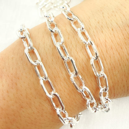 Sterling Silver Hollow Flat Paperclip Link Chain