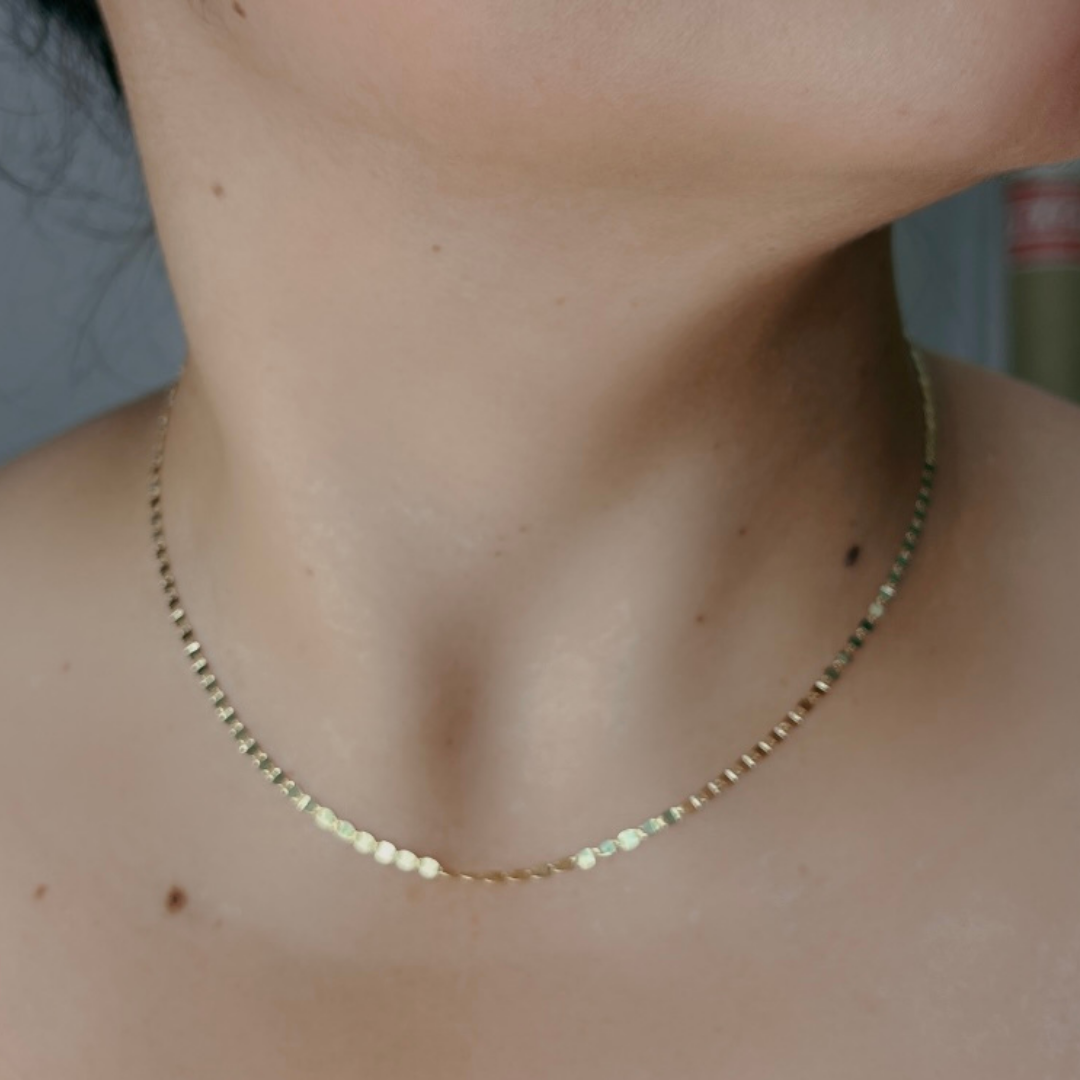 14K Solid Gold Mirror Marina Link Chain