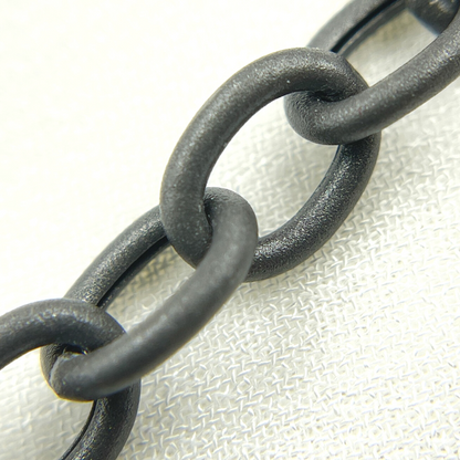 Black Rhodium Matt Sterling Silver Smooth Cable Link Chain