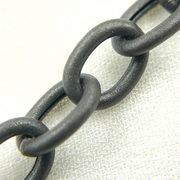 Black Rhodium Matt Sterling Silver Smooth Cable Link Chain