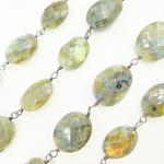 Load image into Gallery viewer, Labradorite Oval Shape Oxidized Wire Chain. LAB90
