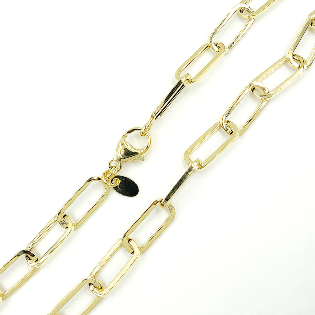 14K Solid Gold Flat Paperclip Necklace.  14K37