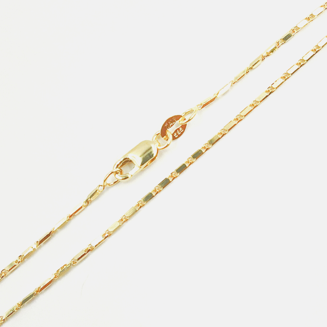14K Solid Gold Bars Chain