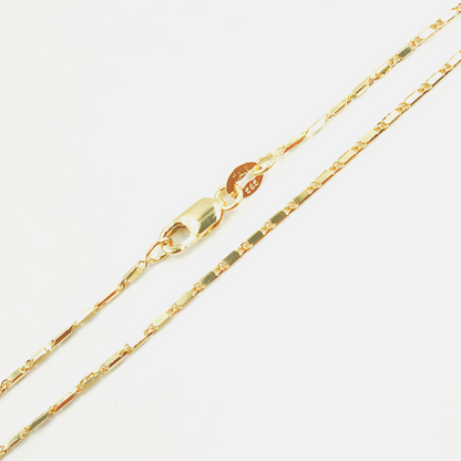 14K Solid Gold Bars Chain