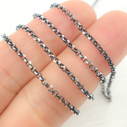 Black Rhodium & White Sterling Silver Rolo Chain