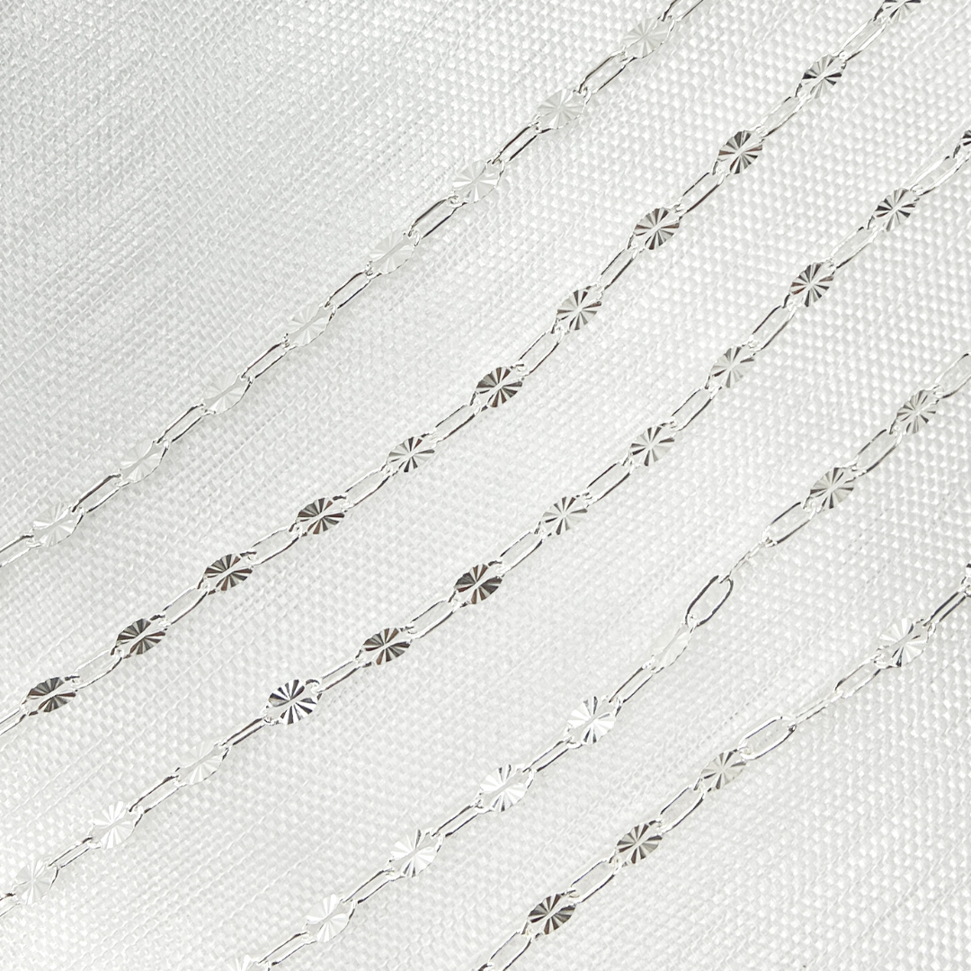 Sterling Silver Diamond Cut Marina & Round Cable Link Chain