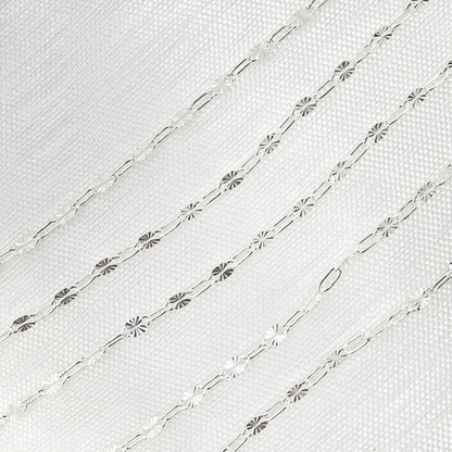 Sterling Silver Diamond Cut Marina & Round Cable Link Chain