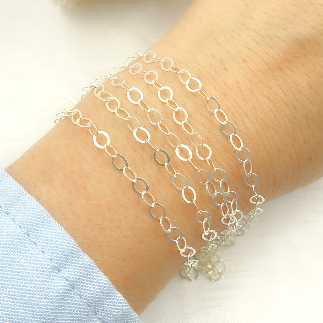925 Sterling Silver Flat Oval Link Chain.