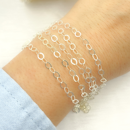 925 Sterling Silver Flat Oval Link Chain.