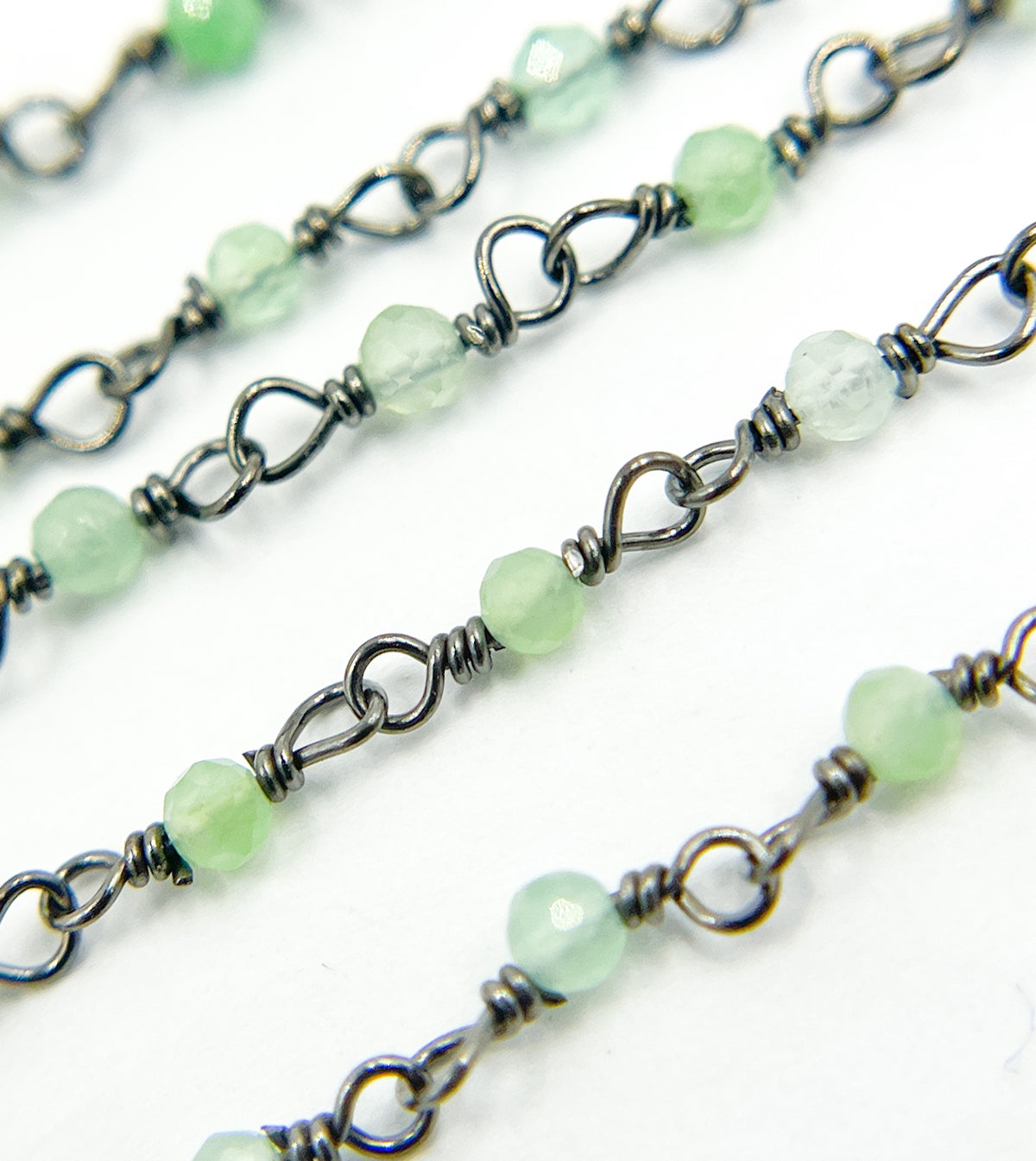 Chrysoprase Gemstone Faceted Wire Wrapped Chains