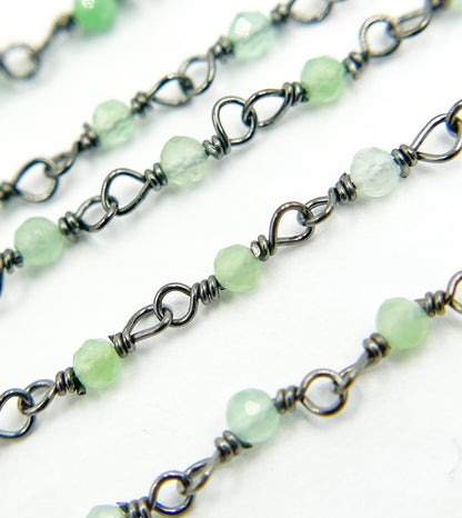 Chrysoprase Gemstone Faceted Wire Wrapped Chains