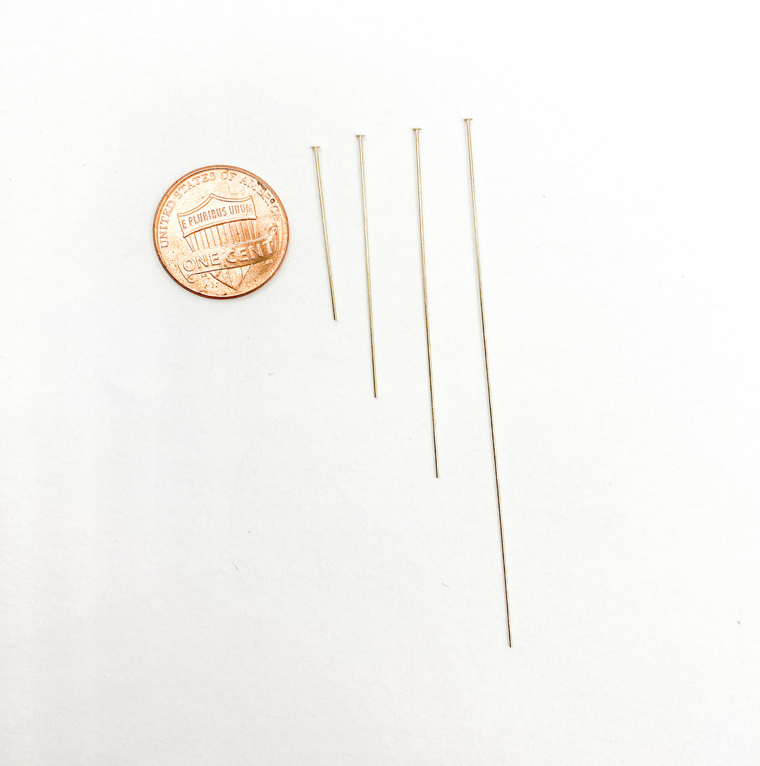 14K Gold Filled Flat Headpin 24 Gauge 1, 1.5, 2 & 3 inch. HPGF24