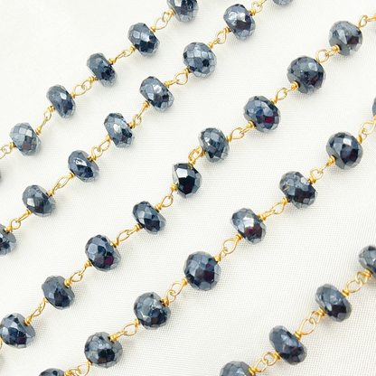 Coated Black Spinel Gold Plated Wire Chain.