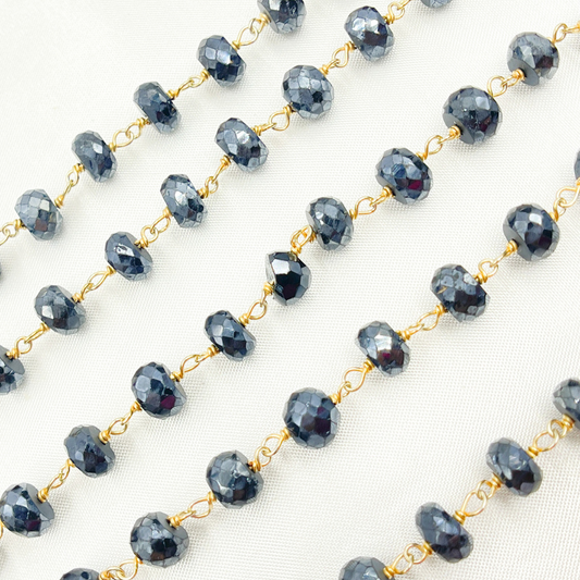 Coated Black Spinel Gold Plated Wire Chain.