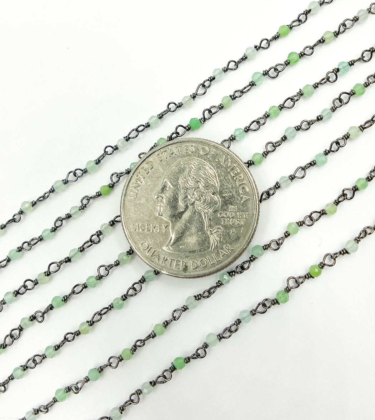 Chrysoprase Gemstone Faceted Wire Wrapped Chains. CHR8