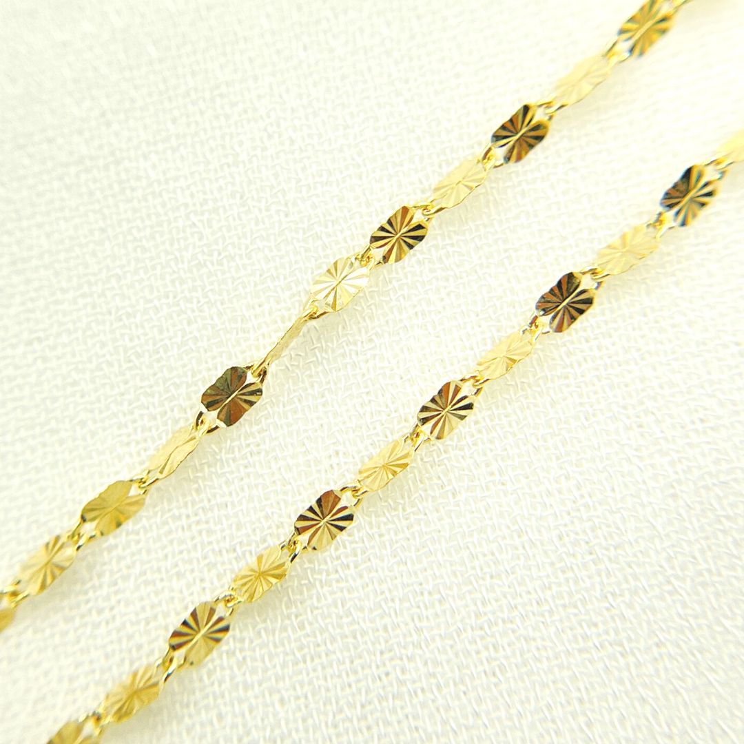 Solid Yellow Gold Diamond Cut Marina Chain