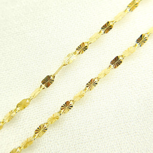 Solid Yellow Gold Diamond Cut Marina Chain