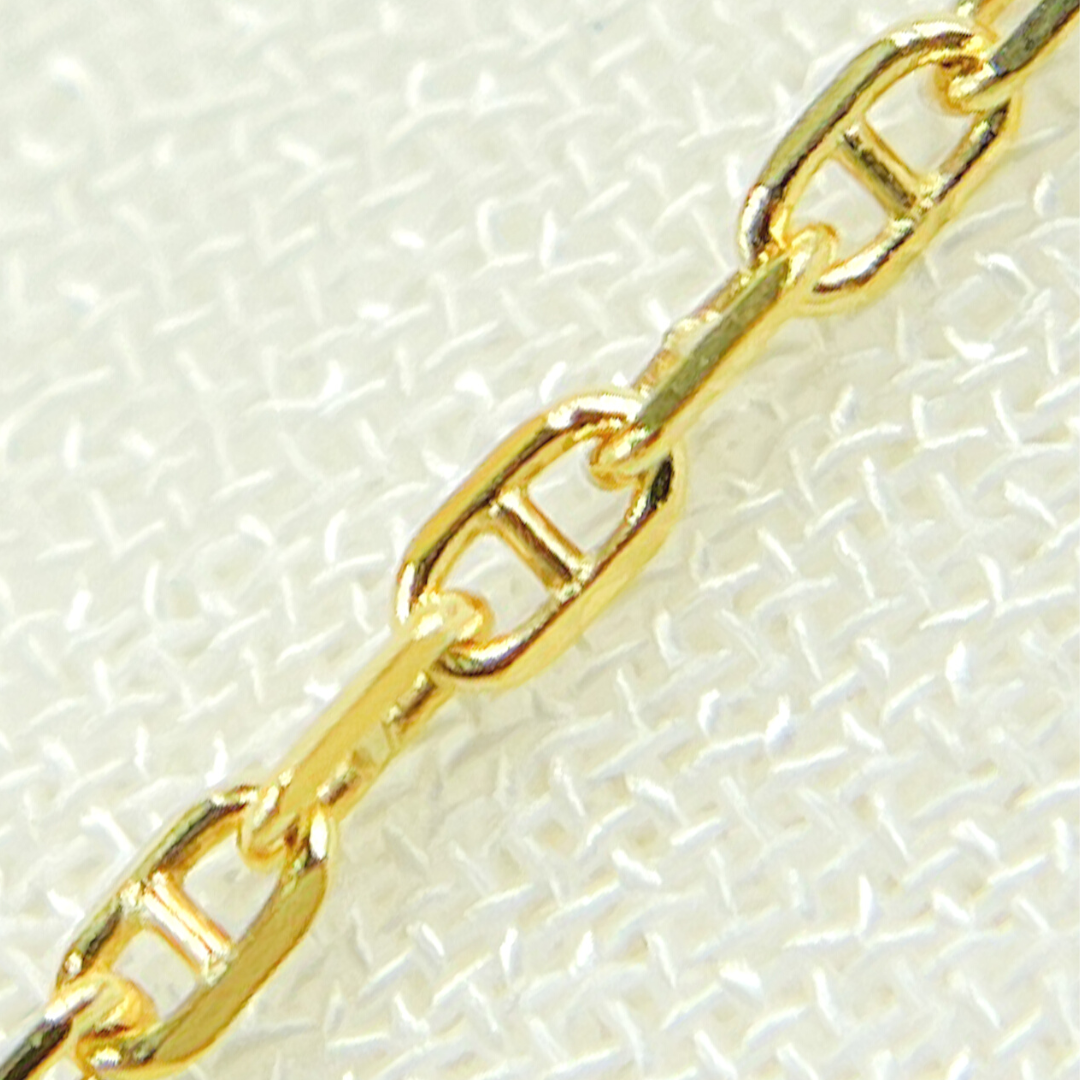 14K Solid Yellow Gold Flat Marina Link Chain