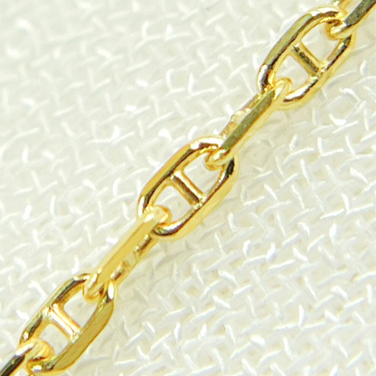 14K Solid Yellow Gold Flat Marina Link Chain