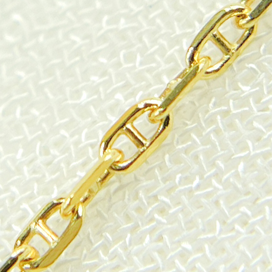 14K Solid Yellow Gold Flat Marina Link Chain