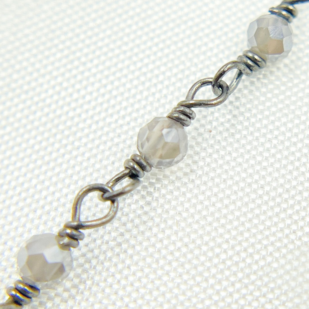 Coated Labradorite Oxidized Wire Chain. CLB28