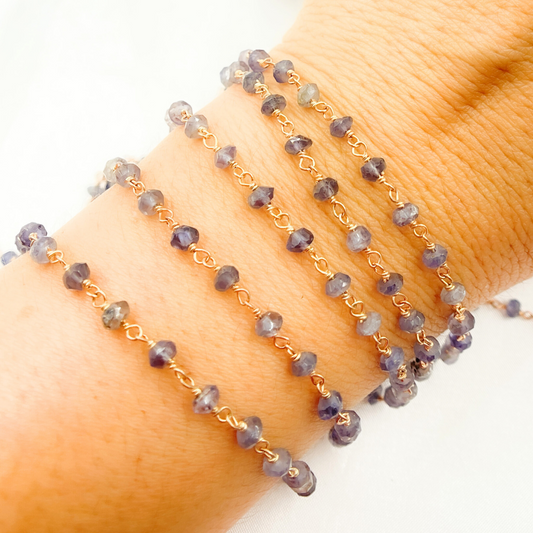 Iolite Rose Gold Plated Wire Chain